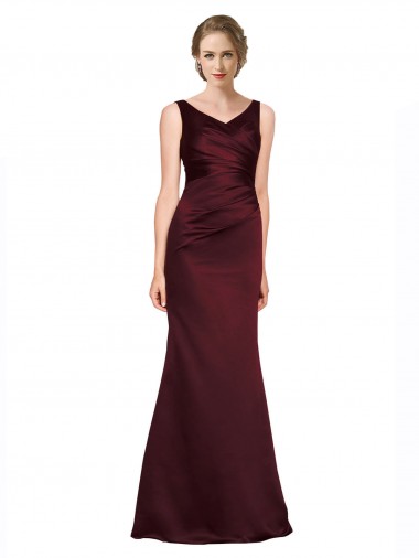 Cheapest Satin A-Line Long Sleeveless Low Back Black Tie Evening Dress Canada