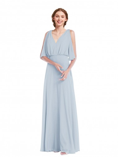Cheapest Soft Chiffon A-Line Long Half Sleeves Evening Dress Canada