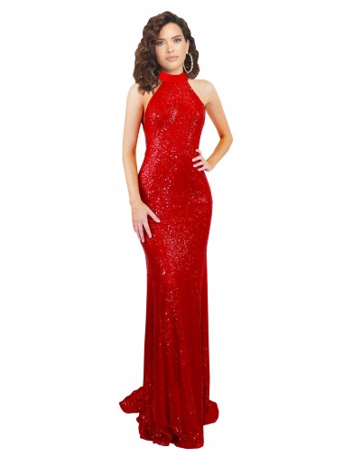 Cheapest Sequin Mermaid Long Sleeveless Open Back Formal Evening Dress Canada