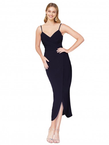 Cheapest Stretch Crepe Mermaid Knee Length Sleeveless V-Back Formal Dress Canada