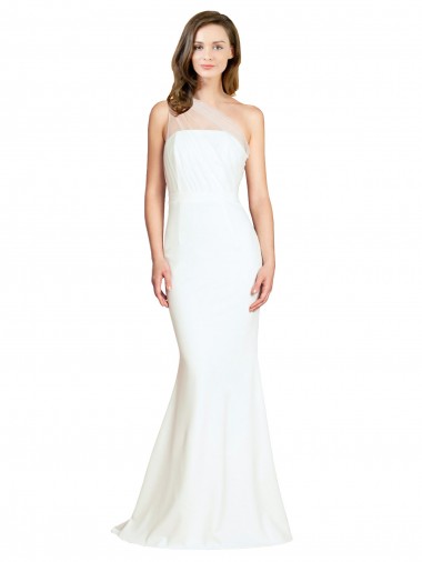 Cheapest Stretch Crepe & Tulle Mermaid Sweep Train Sleeveless Formal Evening Dress Canada