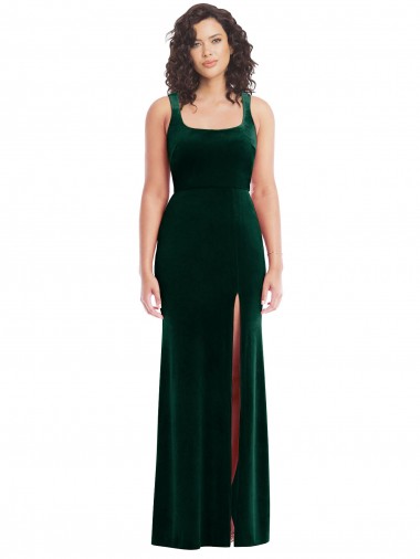 Cheapest Stretch Velvet Trumpet Long Sleeveless Semi Formal Evening Dress Canada